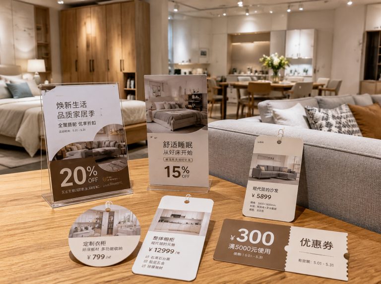龙港家具门店单页海报与吊牌